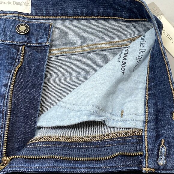 NEW FAVORITE DAUGHTER Valentina High Rise Mini Boot Jeans Size 28 Dark Blue - Picture 7 of 15